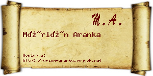 Márián Aranka névjegykártya