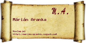 Márián Aranka névjegykártya